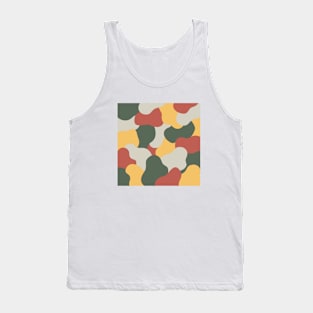 Colourful Blob Abstract Pattern in Light Red Dark Green Yellow and Gray Tank Top